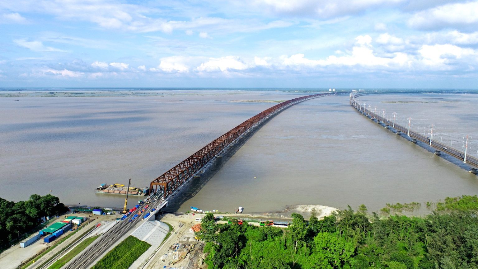 Bangladesh's largest Raiway bridge on the River Jamuna - Photo by Jamuna Railway Bridge Authority