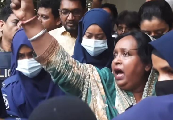 Former Narayanganj City mayor Selina Hayat Ivy is being taken to custody. Photo tv grab