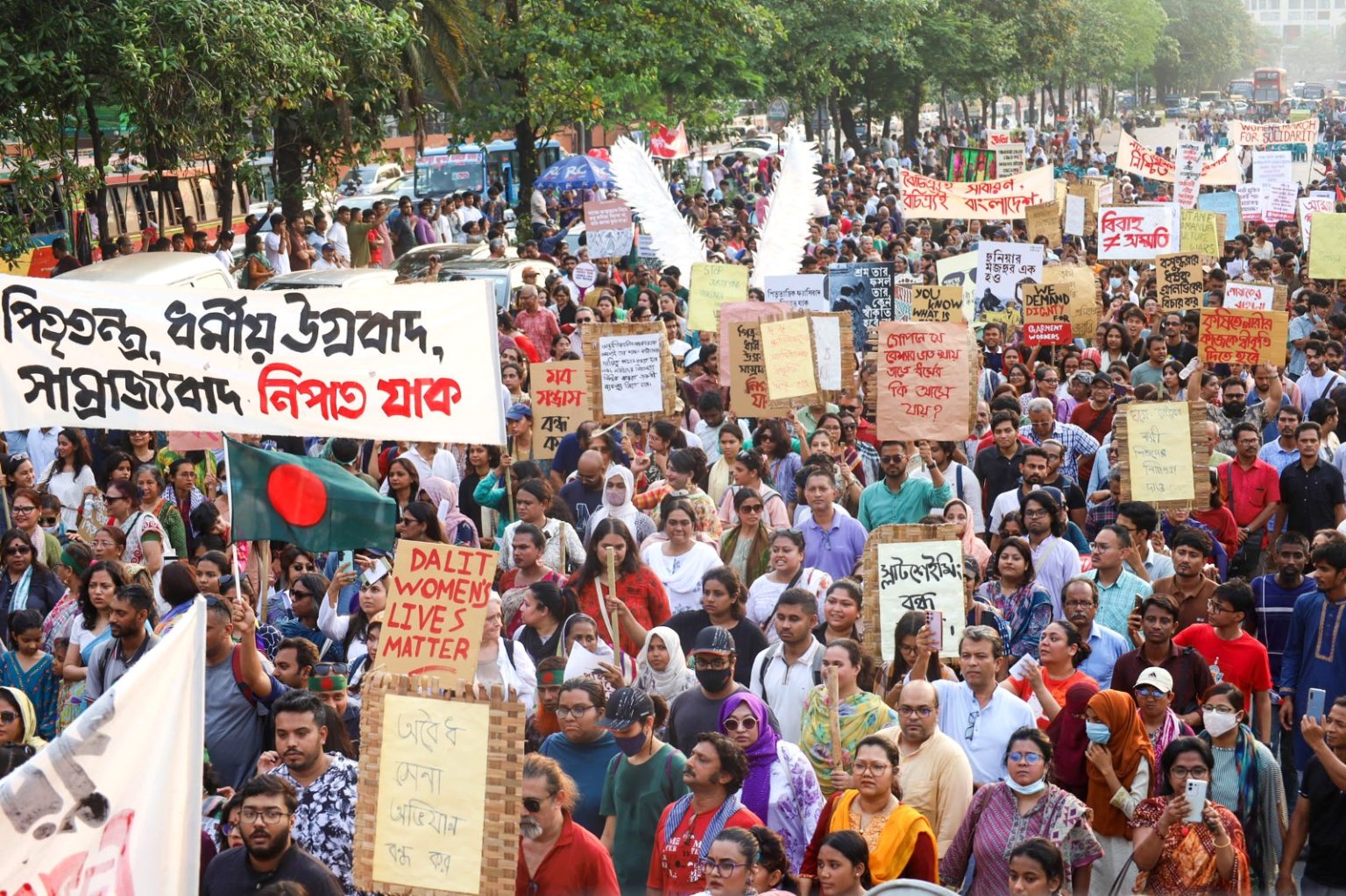 Thousands of people gathered in Dhaka to demand safety and equity for women. Times Photo