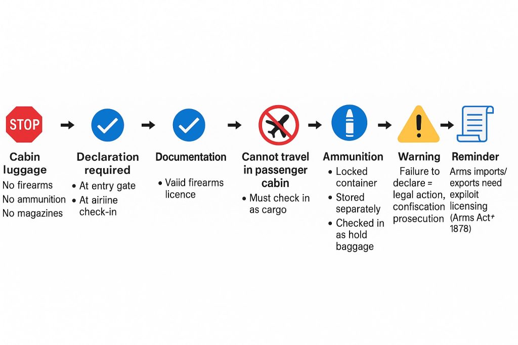 What are the airport rules on arms and ammunition