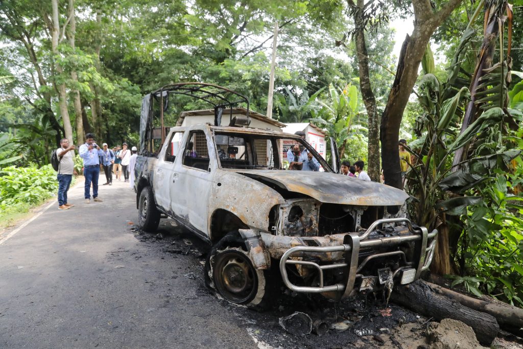 Police van torched in Gopalganj ahead of NCP rally