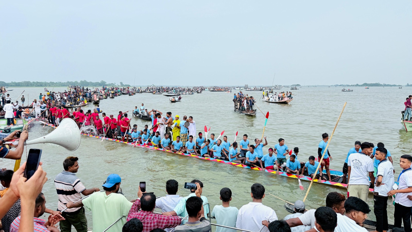 Boats, beats and a burst of tradition: Thousands gather for vibrant race in Sunamganj’s haor