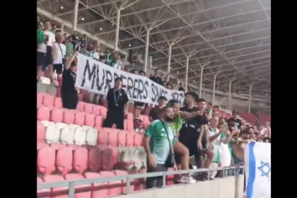 Maccabi Haifa fans display banner