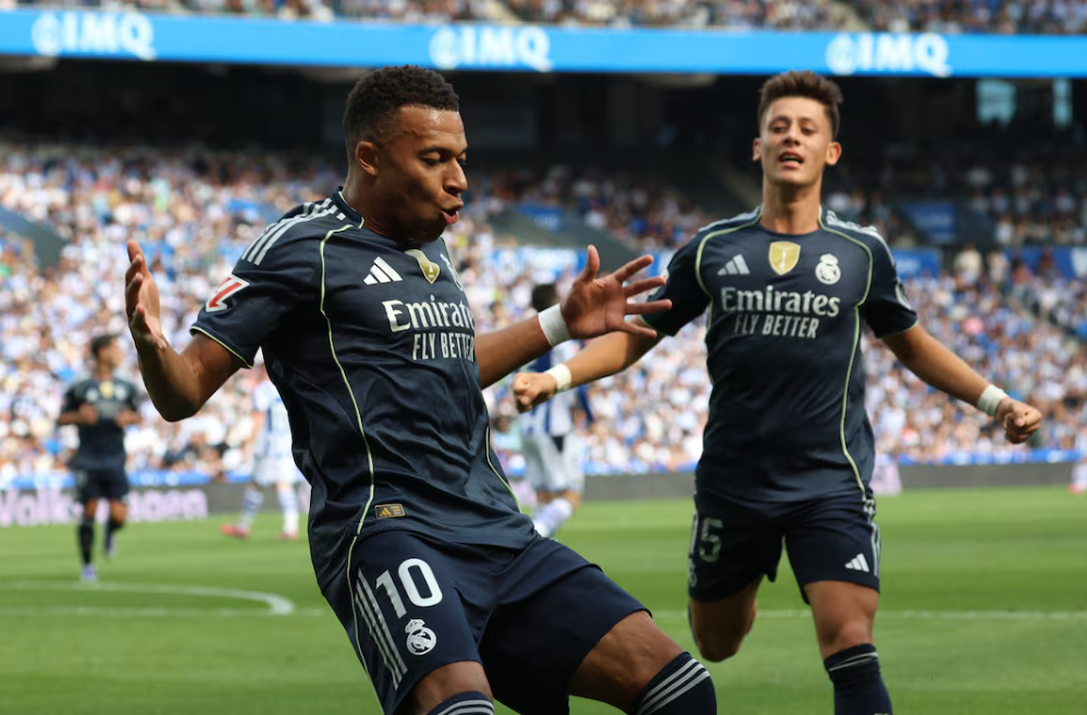 Mbappe stars as 10-man Real Madrid hold on for 2-1 win at Real Sociedad