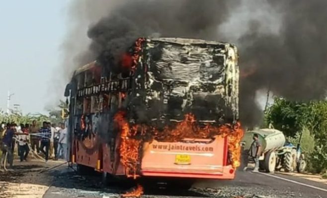 Bus fire leaves at least 20 people dead in Rajsthan
