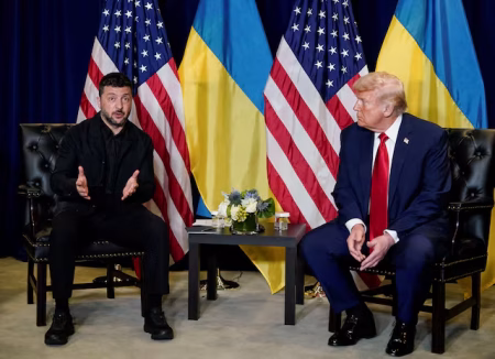 UU President Donald Trump meets with Ukrainian President Volodymyr Zelenskiy during the 80th United Nations General Assembly, in New York City, New York, US, September 23, 2025. Photo: Reuters
