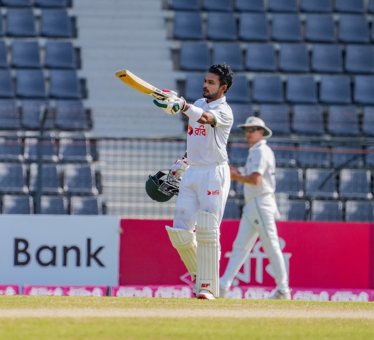 Shanto hits ton, Bangladesh strengthen control before Tea