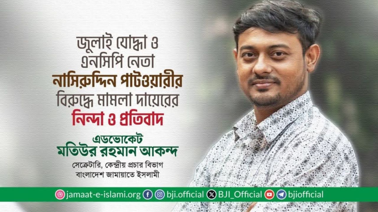 Jamaat condemns case against NCP leader Patwary