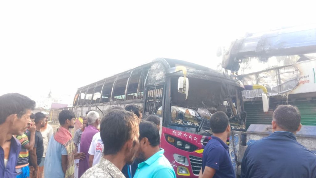 Fire catches JCD leader’s body during protest in Rajshahi protest in Rajshahi