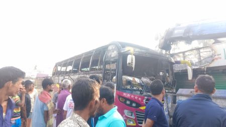 Fire catches JCD leader’s body during protest in Rajshahi protest in Rajshahi