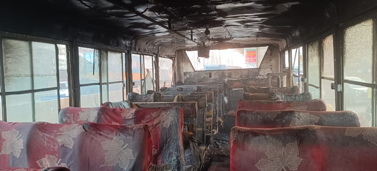 Fire in a moving bus in Ashulia
