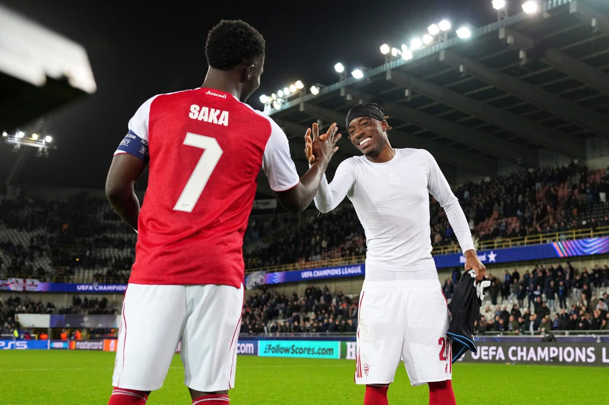 Madueke double leads Arsenal to 3-0 win against Brugge