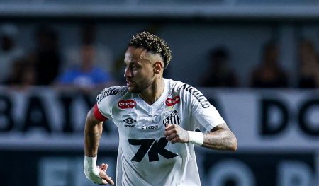 Neymar scoring for Santos