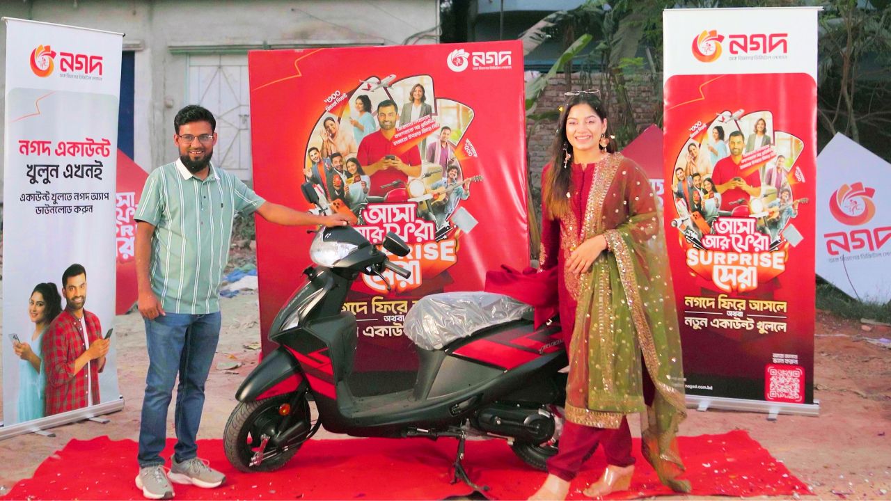 Sohel from Mymensingh wins scooter thru Nagad transactions