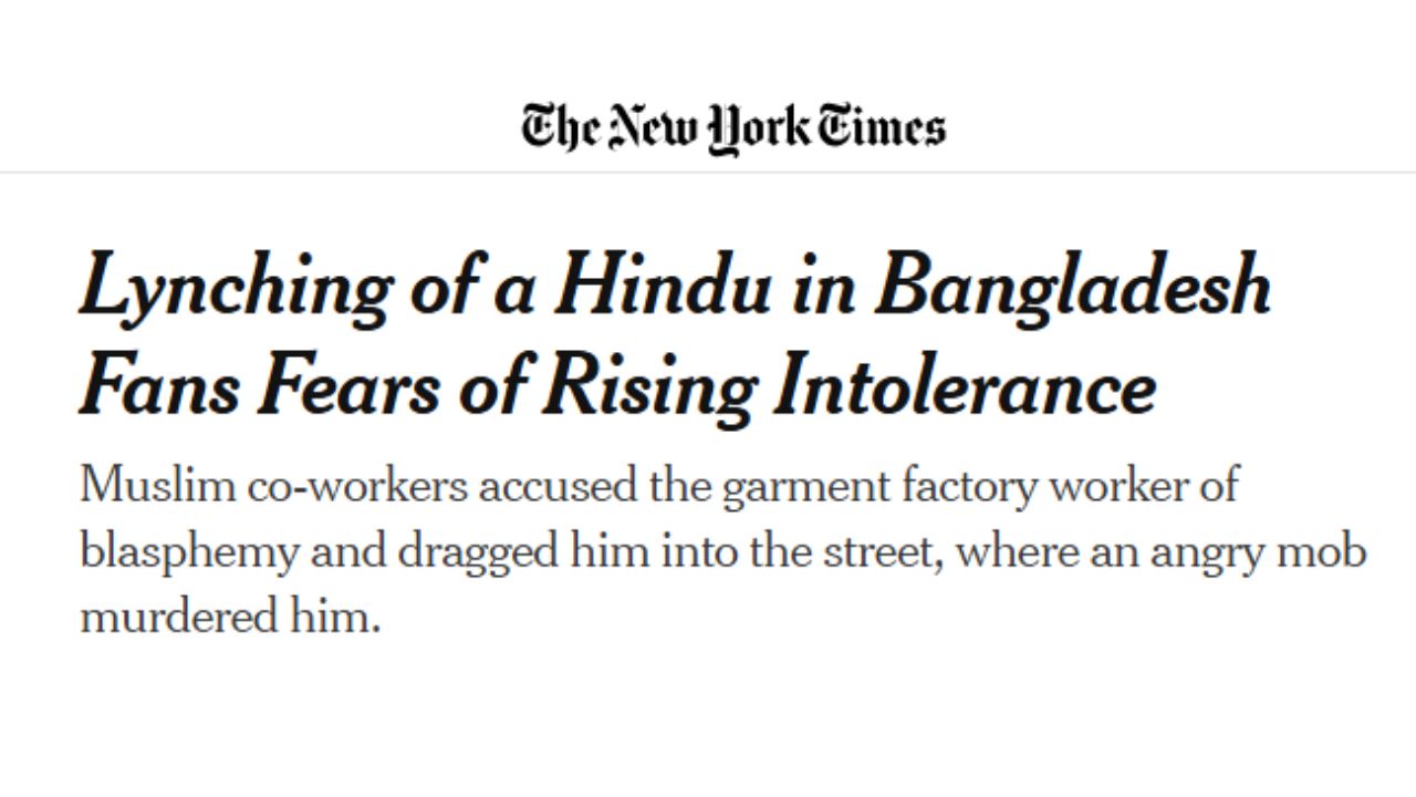 Fears of rising religious intolerance in Bangladesh: New York Times