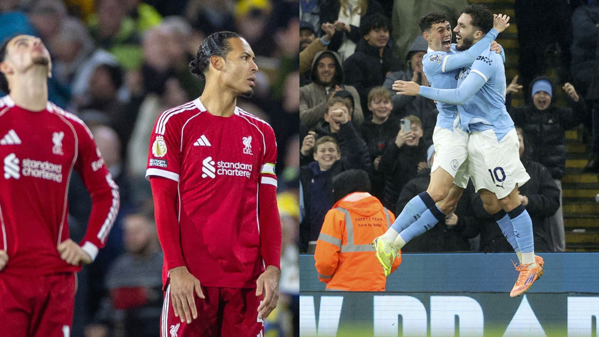 City close the gap as Leeds stun Liverpool with late drama