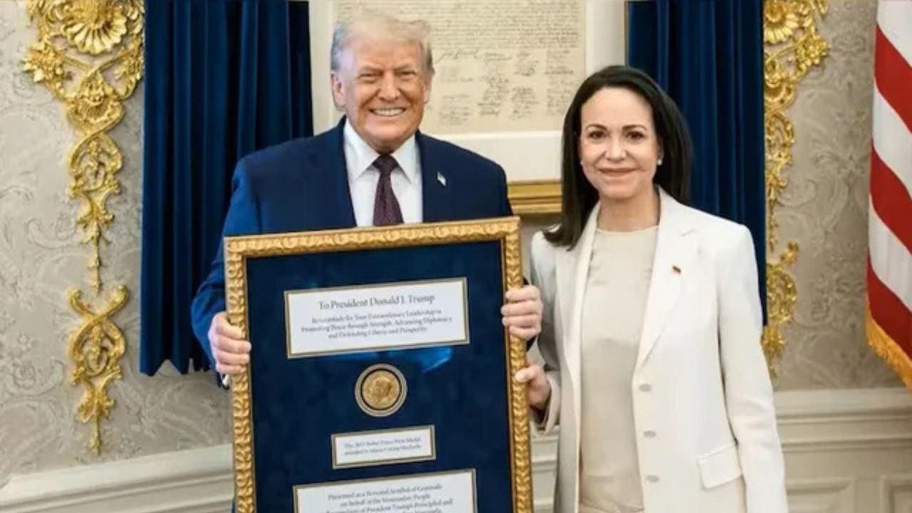Trump hails Machado’s ‘Nobel’ gesture at White House