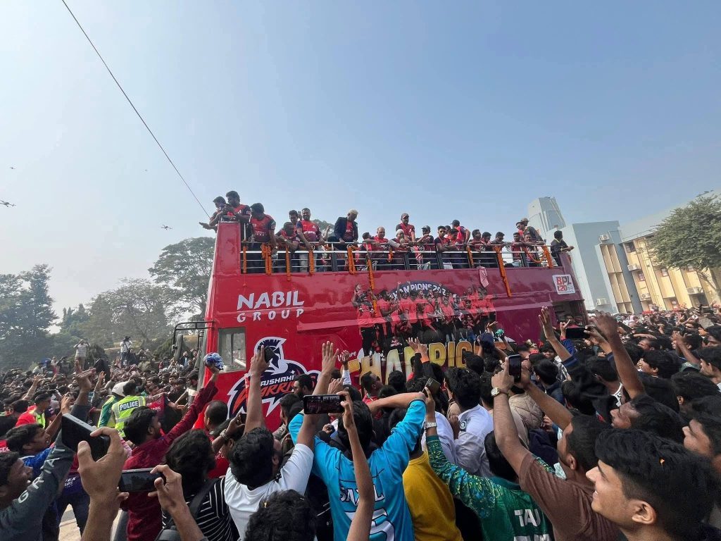 Rajshahi Warriors take BPL trophy tour through city streets Rajshahi Warriors BPL