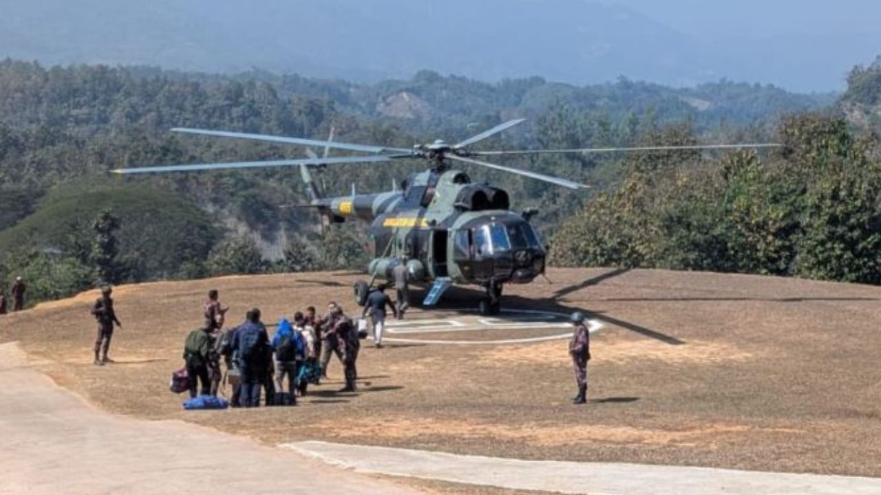 Helicopters airlift poll materials to 11 remote centres