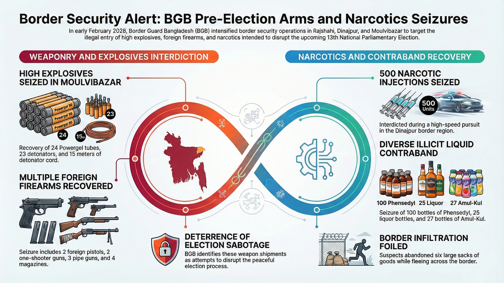 BGB seizes arms, high explosives in multiple border raids