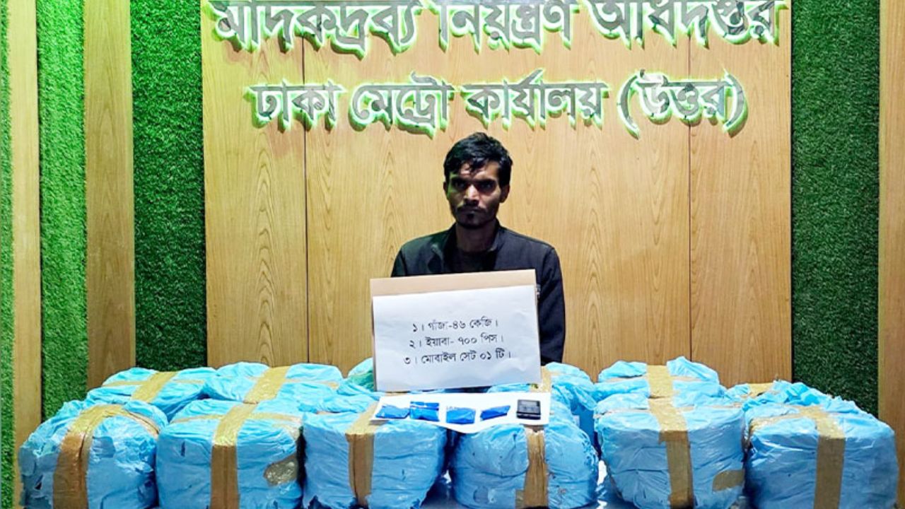 Man held with 46kg hemp, 700 Yaba pills in Jatrabari
