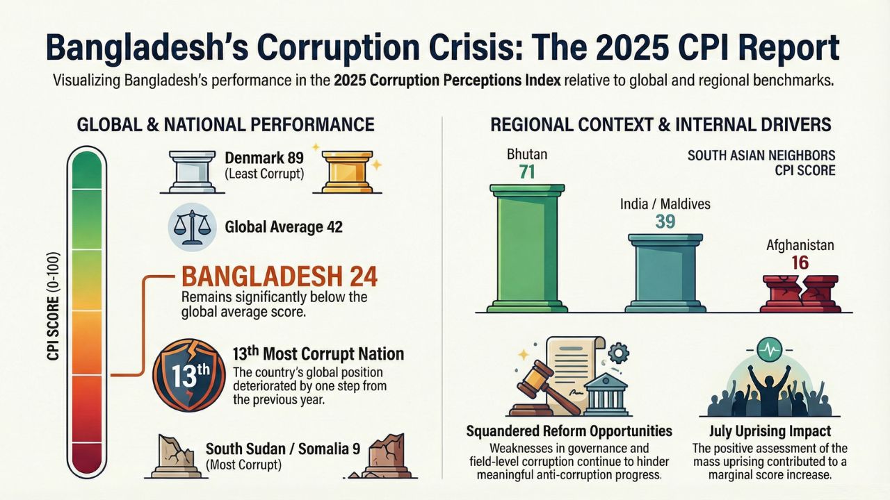 Bangladesh slips to 13th most corrupt country