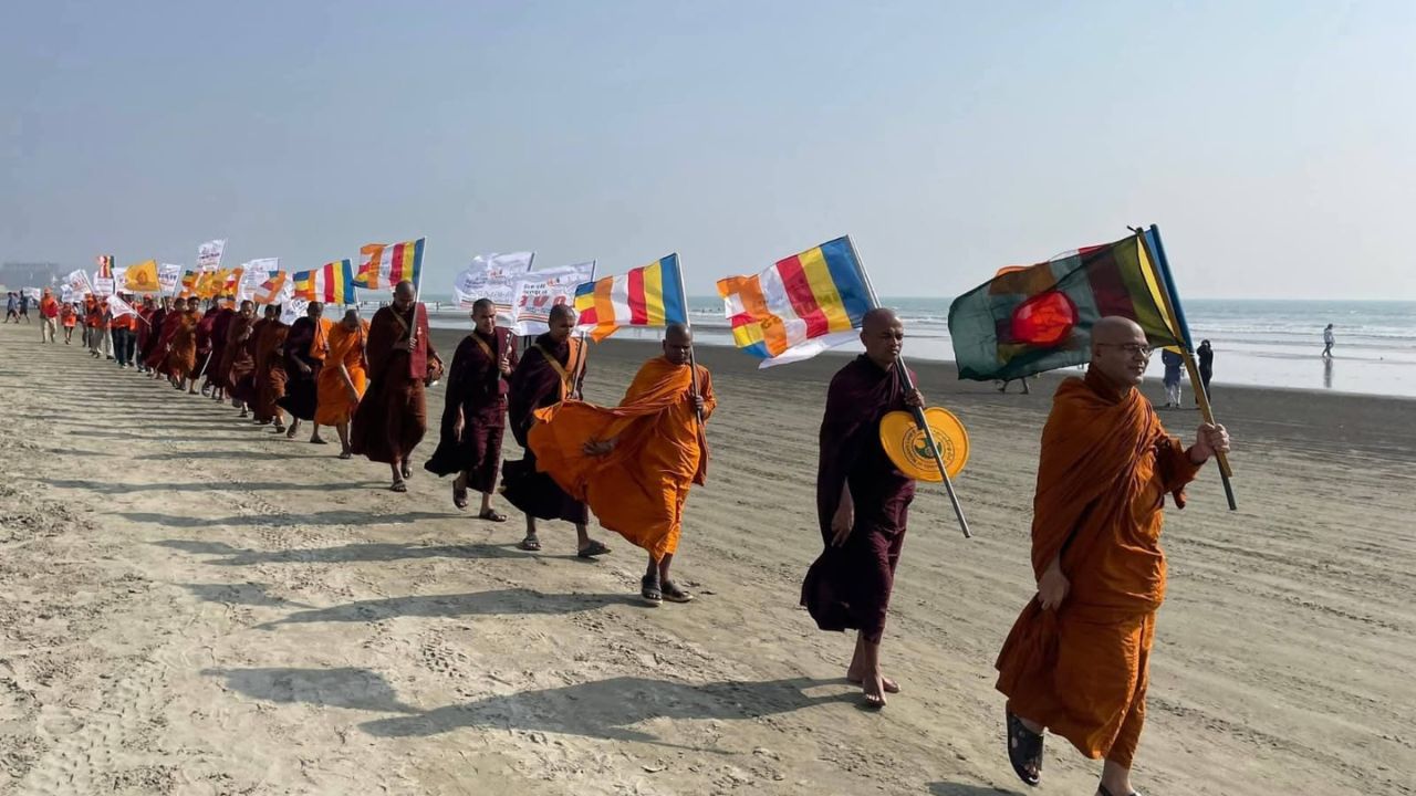 Buddhist monks march from Cox’s Bazar to Dhaka
