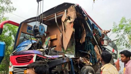 2 killed in Dinajpur road accident bus collided Dinajpur