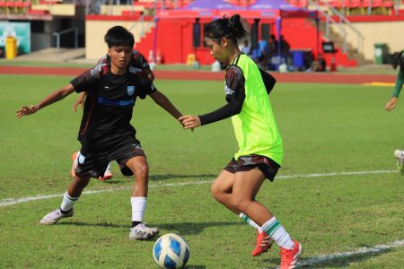 Bangladesh U-20 women vs Jordan plying in field