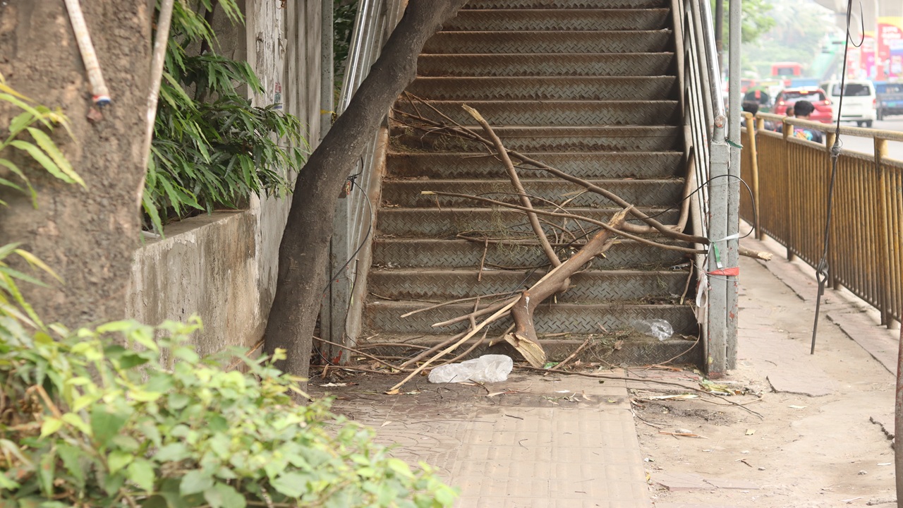 broken foot over bridge