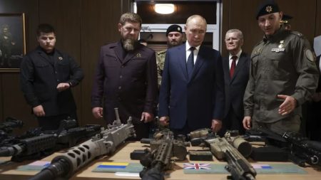 Russian President Vladimir Putin with Chechen forces