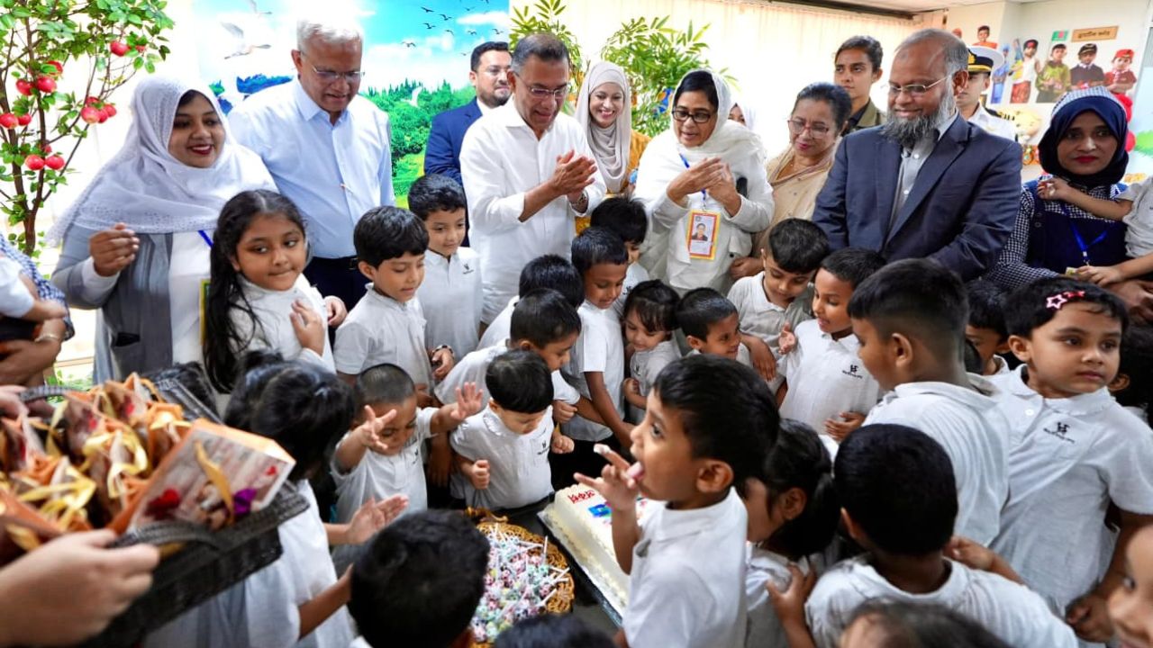 Cake, gifts and fun: PM’s special day with 55 children Tarique's daycare visit