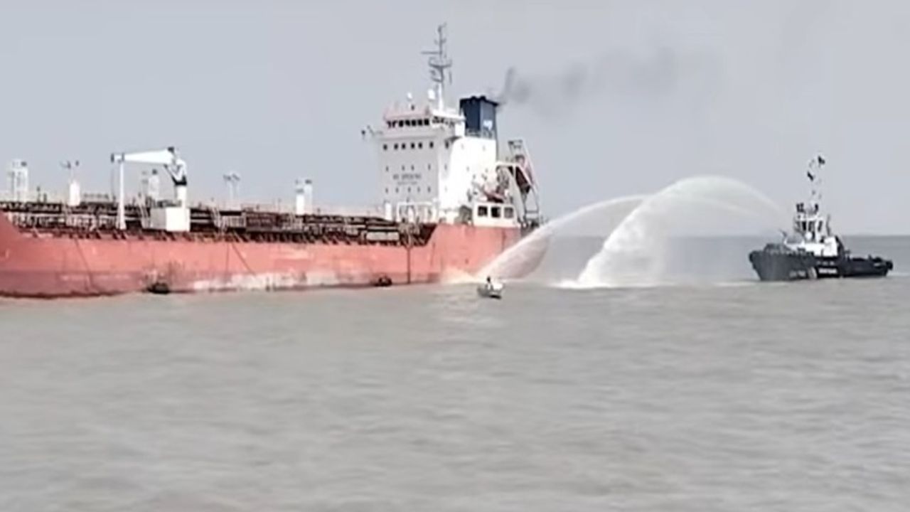 Oil tanker catches fire at Chattogram Port, 22 sailors rescued