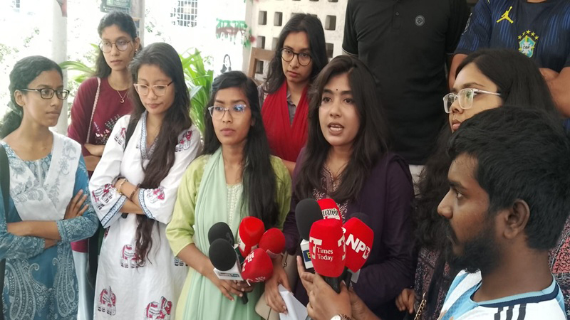 DU female students watch match protesting harassment Dhaka University female students