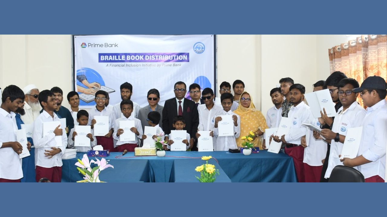 Prime Bank distributes braille books to visually impaired students Prime Bank braille books