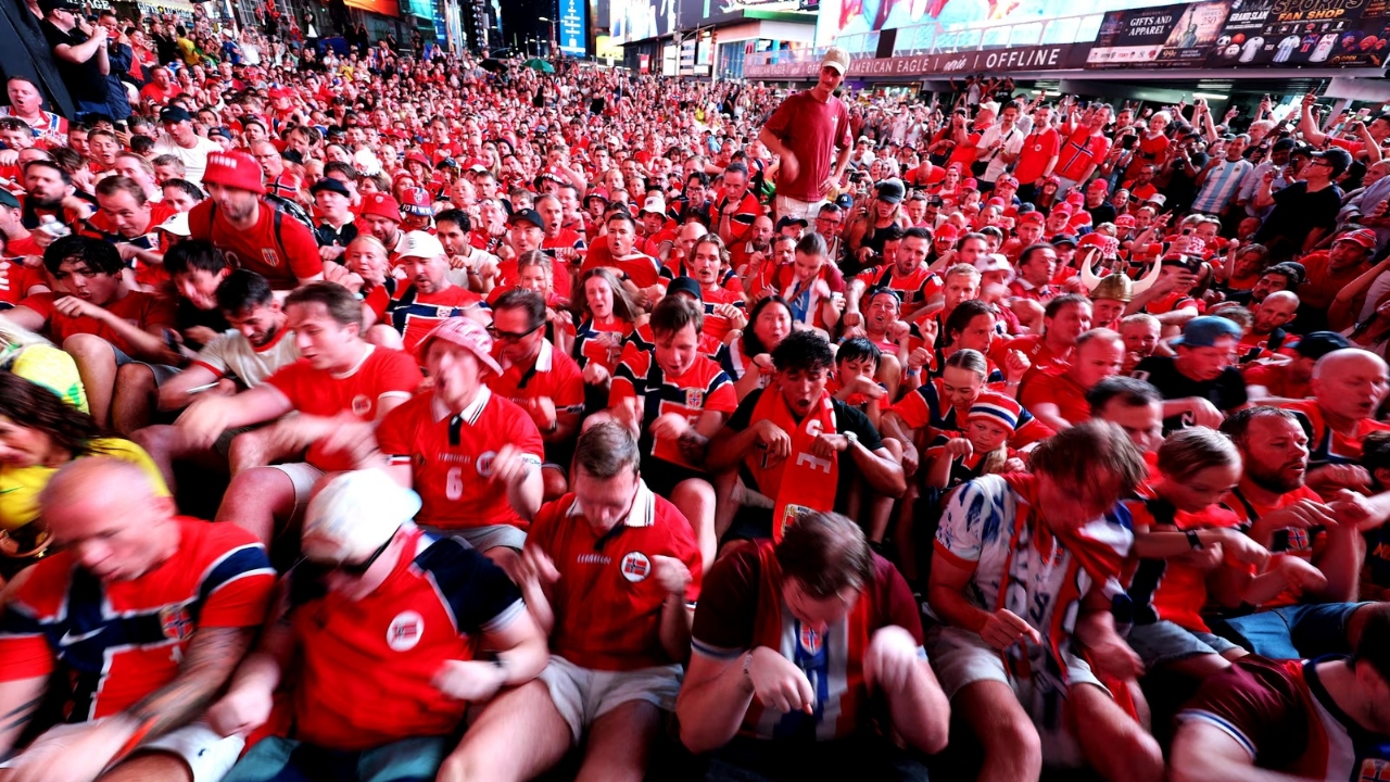 Norway’s Viking Row fires up fans before England clash