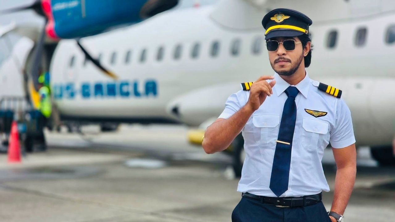 Tawsif Mahbub enters airport in pilot uniform