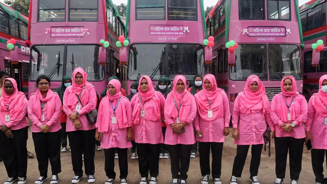 Women-only ‘Pink Bus’ service launched in Dhaka Women