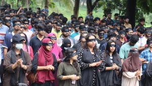 Cuet students stage blindfolded procession over admin’s silence