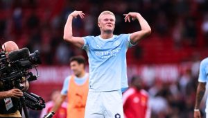Haaland sinks Man United as 10 man Man City win derby
