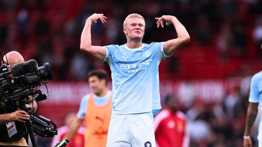 Haaland sinks Man United as 10 man Man City win derby