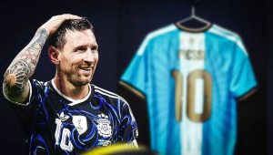 Messi unveils Argentina farewell jersey