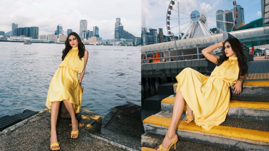 Mehazabien stuns fans in yellow gown during Hong Kong holiday