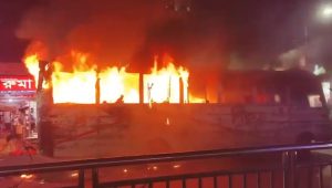Shikor Paribahan bus set ablaze in Mirpur-11