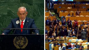 Netanyahu defends Iran strike as delegates walk out of UN speech