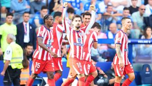 Atletico climb to second in La Liga with late Espanyol win