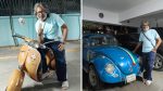 Vagabond vibes: He came on a 1960s Vespa to show a 1971 VW