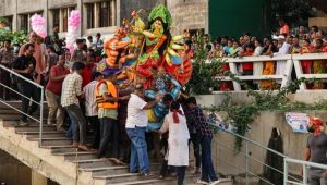 Tears, prayers mark Durga’s farewell