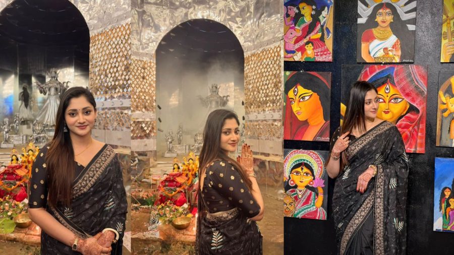 Puja Chery visits Chattogram’s ‘Ripu Rajani’ Durga Puja mandap