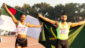 Imranur Rahman and Shirin Akter retain 100m titles